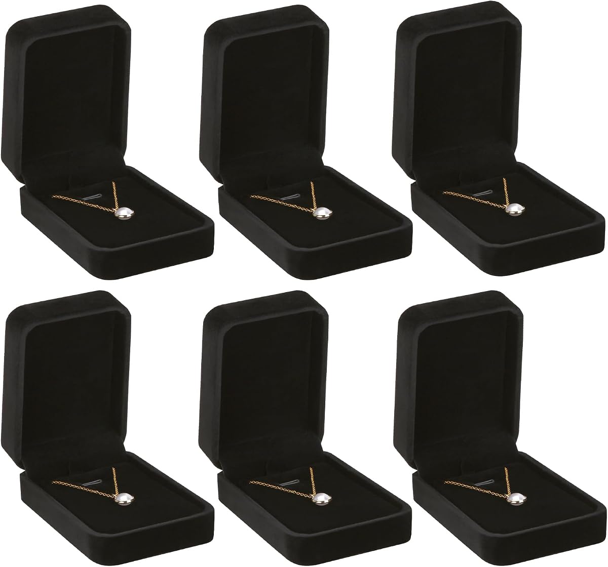 LETURE 6 Pieces Velvet Jewelry Gift Boxes for Necklace Pendant Bracelet Ring Earring, Jewelry Storage Display Case for Christmas Wedding Engagement Birthday Anniversary (Pendant Box STYLE-6PCS)