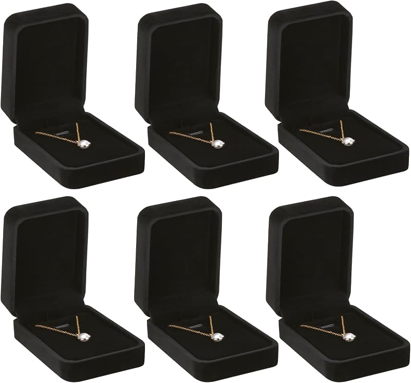 LETURE 6 Pieces Velvet Jewelry Gift Boxes for Necklace Pendant Bracelet Ring Earring, Jewelry Storage Display Case for Christmas Wedding Engagement Birthday Anniversary (Pendant Box STYLE-6PCS)