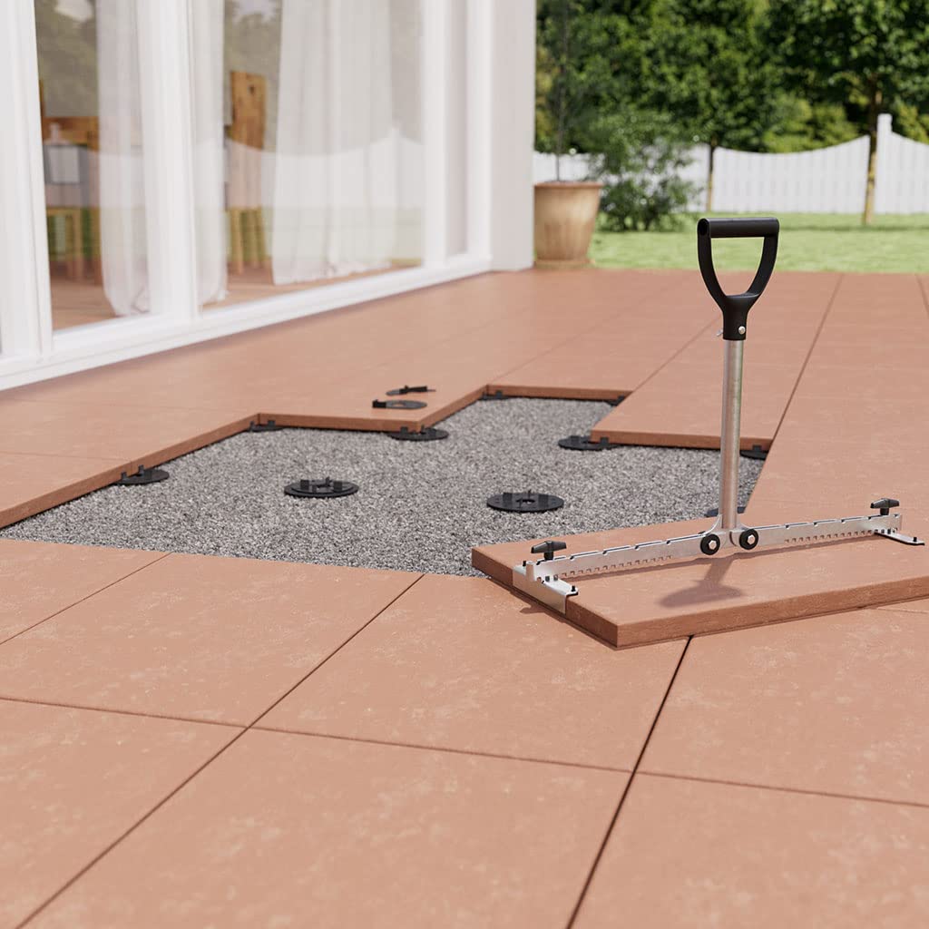 100x LANGFIT® Kieslager Splittbettlager Kiesbettlager mit 3mm Fugenkreuz – Plattenlager zum Verlegen von Terrassenplatten auf Kies, Splitt und Sand – Made in Germany – MS-KL3-15-G (ganze Scheibe)