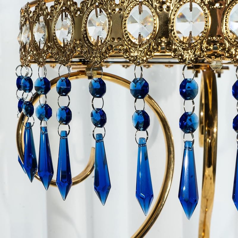 Vansh Traders Blue Crystal Icicle Prisms Chandelier Drop Pendants with Two Beads Lamp Candelabra Parts 55mm Pack of 25 (Royal Blue)-image-26