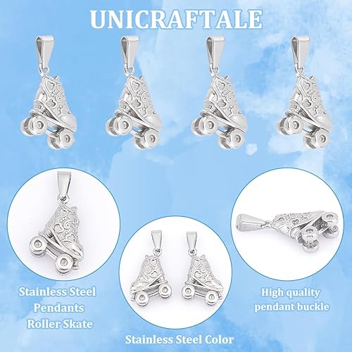 Miniatura 5 de UNICRAFTALE 8 colgantes de acero inoxidable de 0.748 in de largo, hipoalergénicos, dijes estereoscópicos para hacer pulseras, collares, joyas