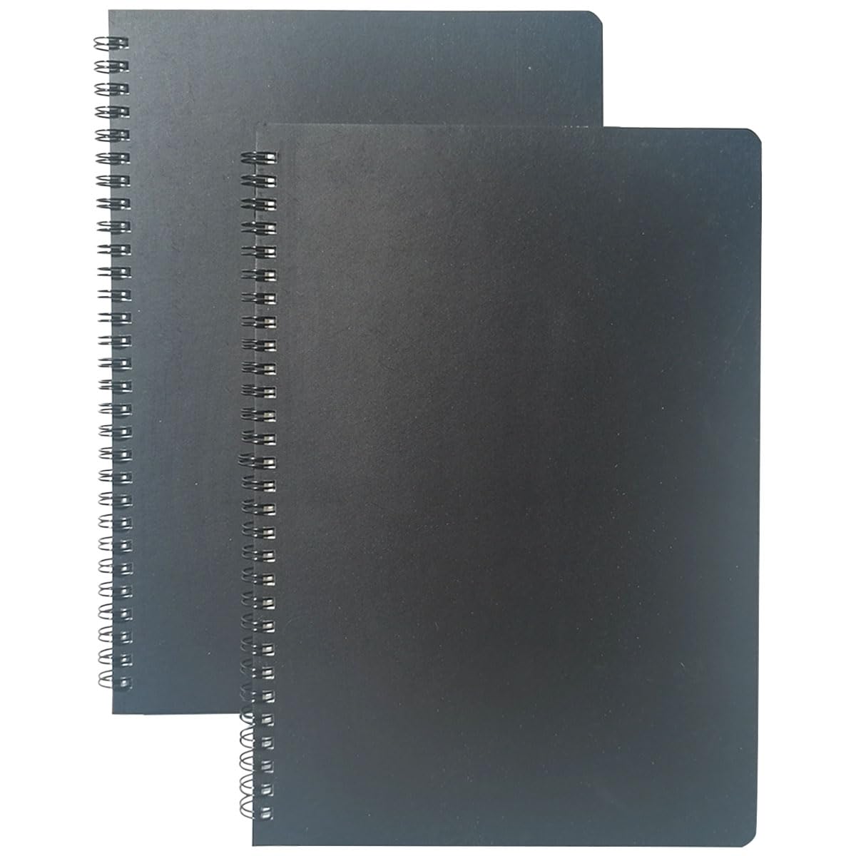 QUWASEASY Spiral Notebook, 2Pack Large Spiral Journal Notebook, Wirebound Black Lined Notebook, Colleged Ruled Notebook, Thick Paper，10”x 6.8”