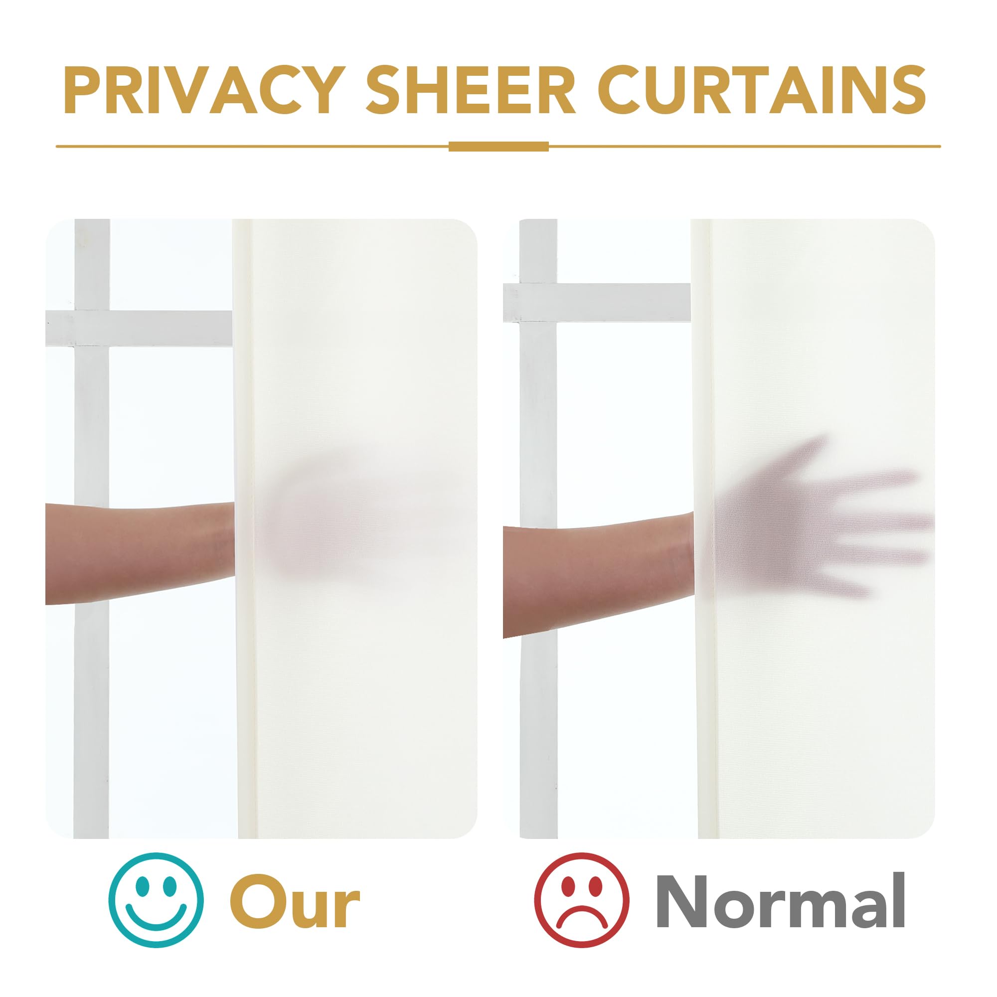 BellaHills Voile Curtains 72 Drop Non-See-Through Full Privacy Semi Sheer Curtains for Living Room/Bedroom Chiffon Curtains Eyelet Net Curtain for Windows 2 Panels - Image 3