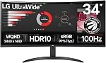 Moniteur UltraLarge LG (34WR50QK) - Affichage incurvé UltraLarge™ QHD (3440x1440) 34 po 21:9, sRGB 99%, HDR10, PBP, taux de rafraîchissement 100Hz, fonctionnalités de soin des yeux, design ergonomique