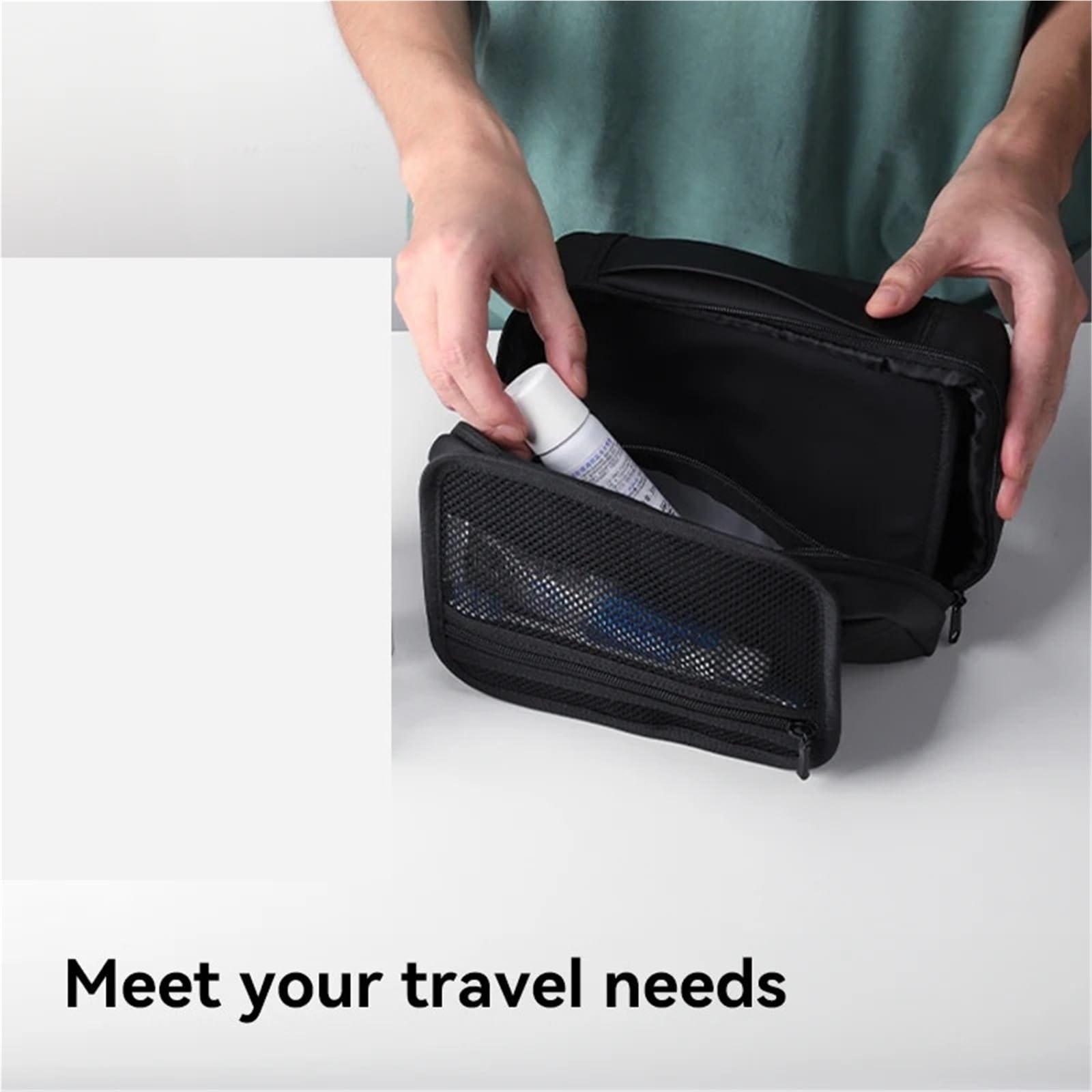 Borsa Da Toilette Da Viaggio Borsa da toilette da viaggio Borsa da viaggio d'affari da uomo Separazione asciutta e bagnata Borsa da bagno fitness Borsa da trucco impermeabile Borsa da lavaggio(Light G