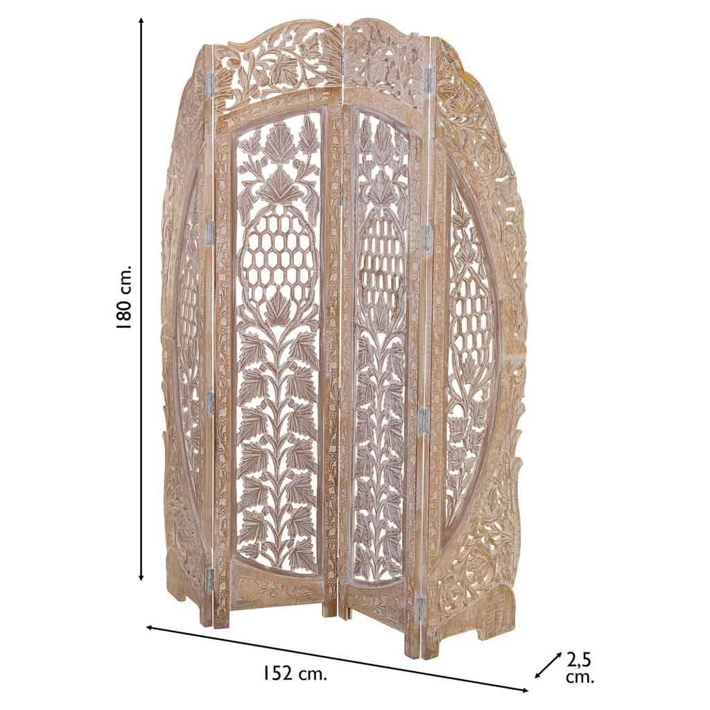WANDERLUST DECO Biombo de Madera Artesanal marrón 38(x4) x2,5x180