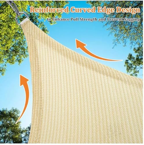 Almineez Triangle Sun Shade Sail 3.6m x 3.6m x 3.6m Sails Canopy Waterproof Sunscreen Garden Sail Outdoor Awnings for Patios Waterproof with Free Rope (Sand) - Image 3