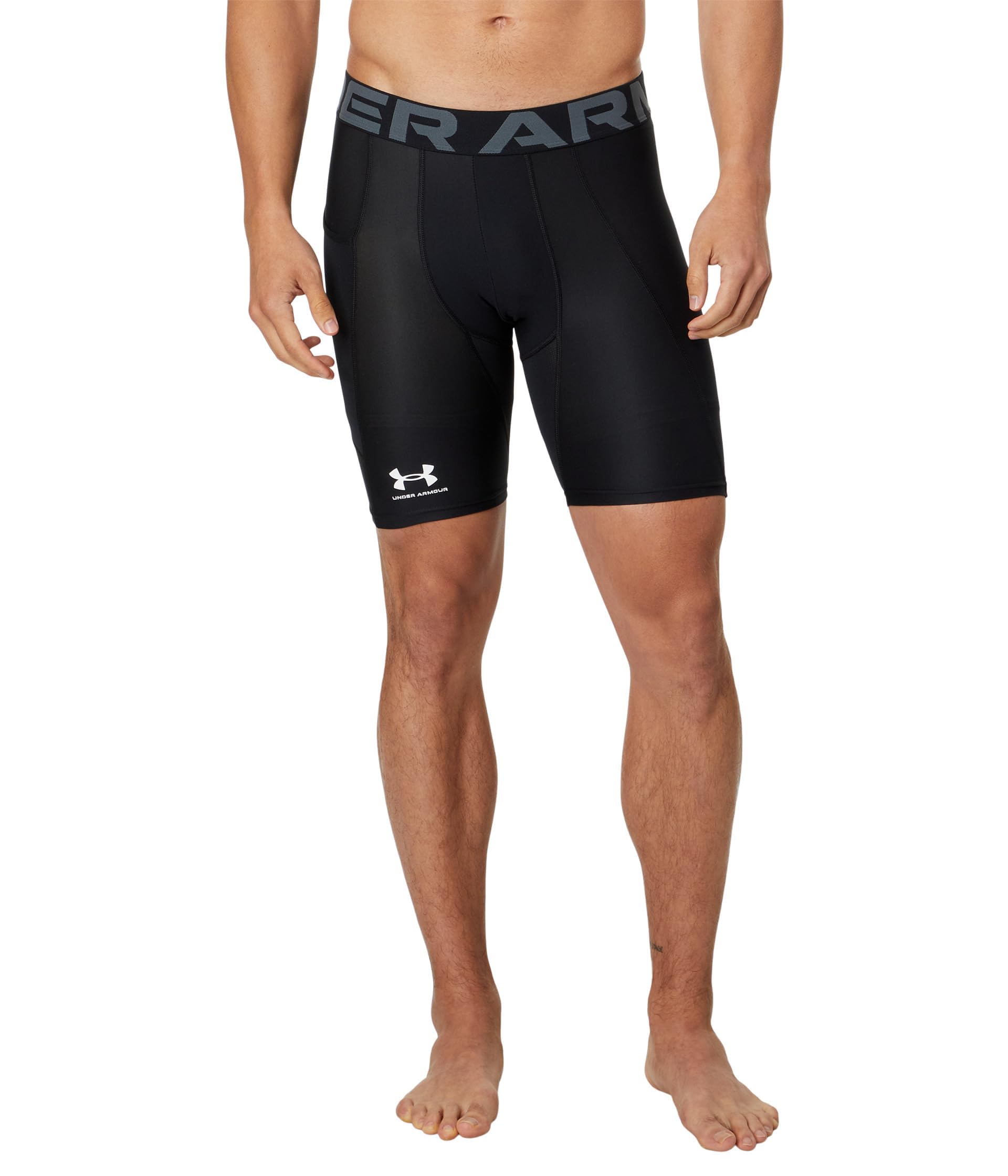 Under Armour Men's HeatGear Compression Shorts, Black (001)/Pitch Grey, 3XL Long