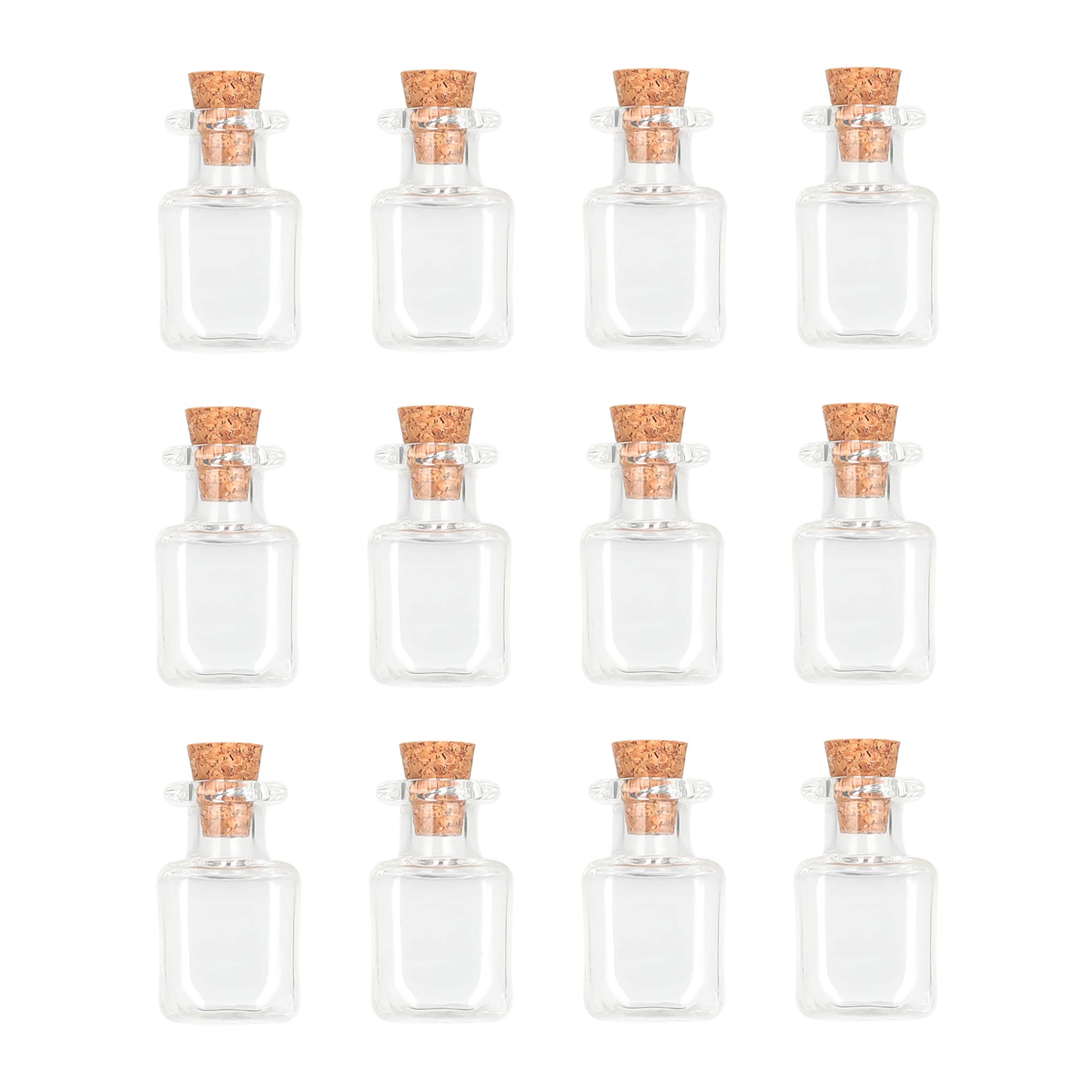 Magic Season Tiny Decorative Glass Bottles 12 Pcs (Tiny Square Bottles)