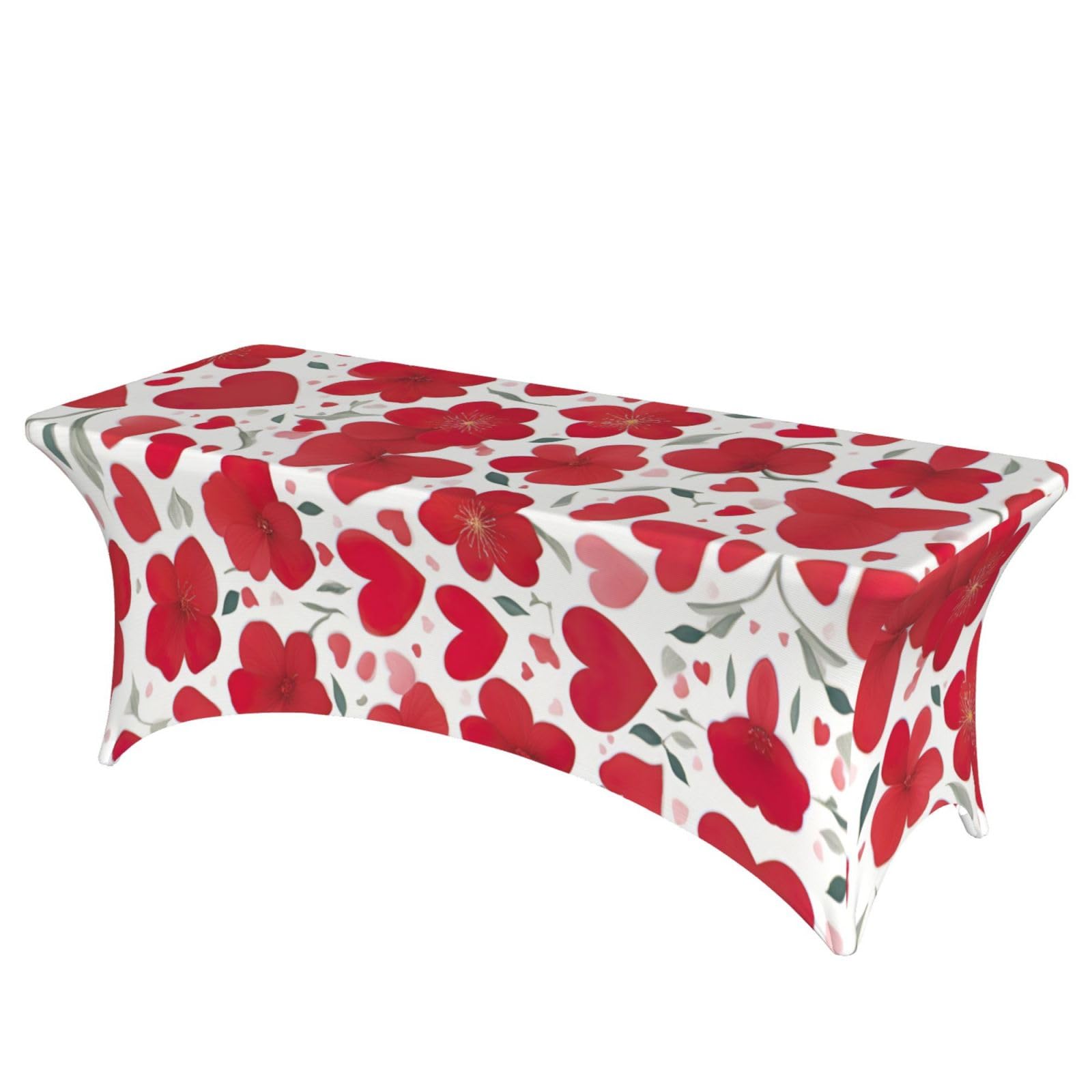 Nappe à motif cœur rouge rectangulaire pour grand banquet
