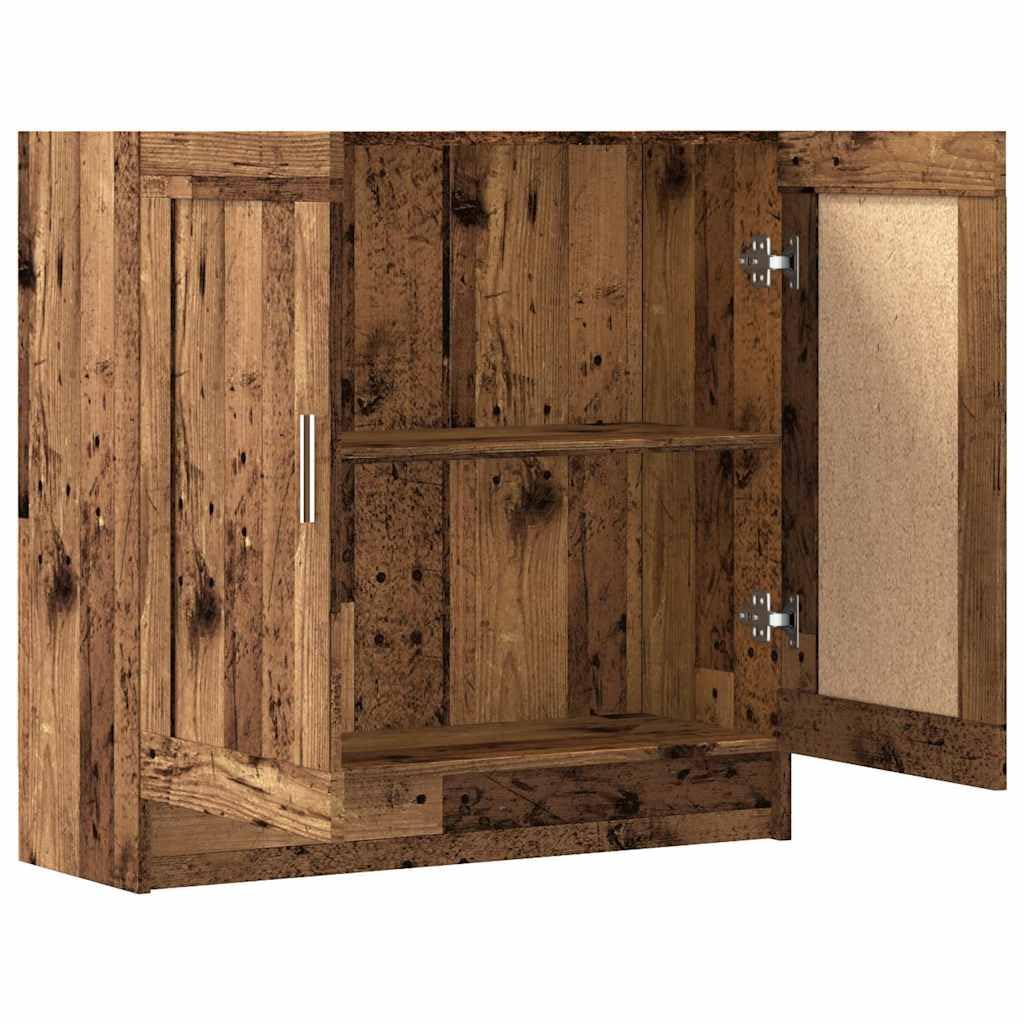 Regał na książki o wyglądzie starego drewna, materiał drewnopochodny, 82,5 x 30,5 x 80 cm, z 2 drzwiami, do salonu, biura, pokoju dziecięcego, uniwersalny regał stojący jako ścianka działowa i