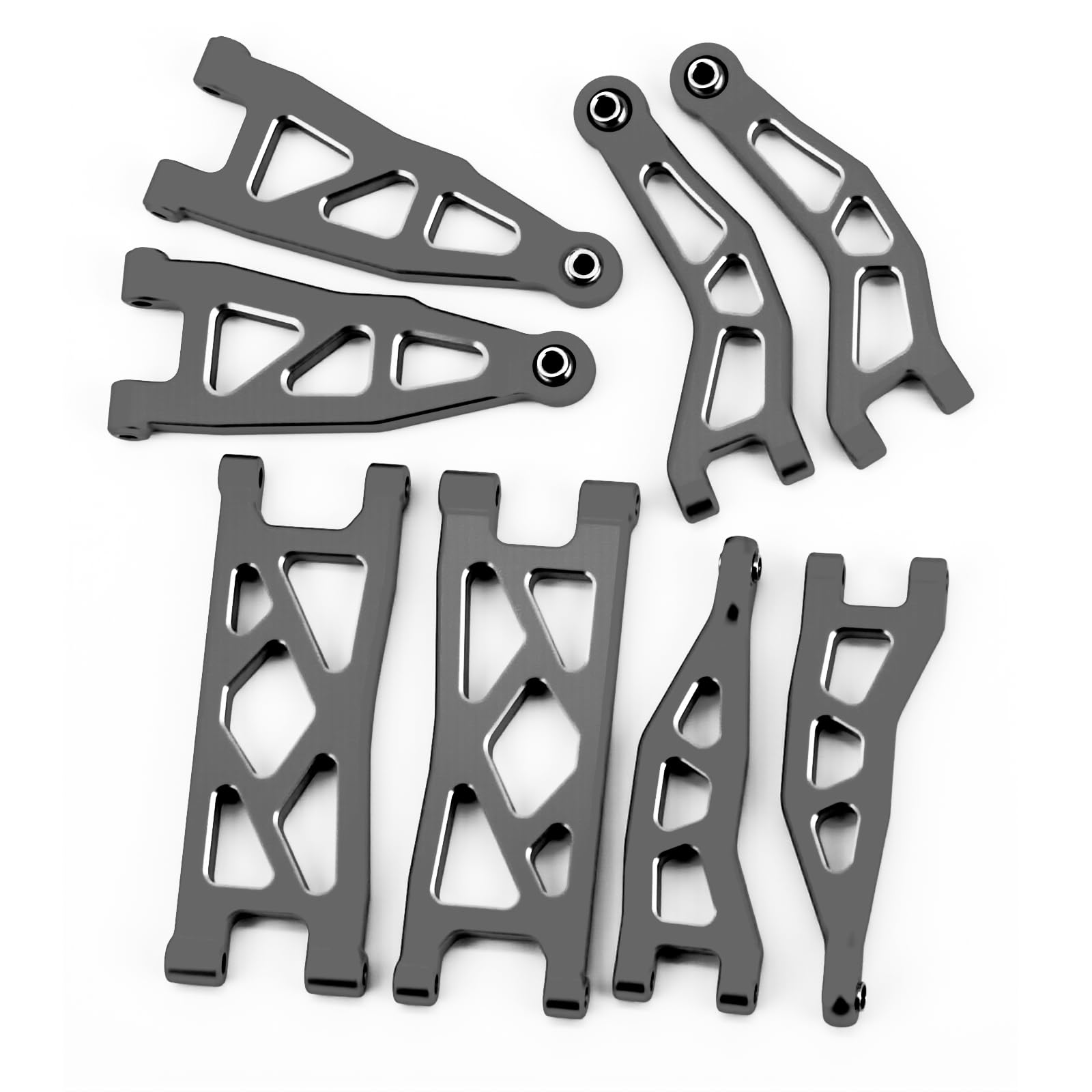 Aluminum Alloy Front & Rear Upper & Lower Swing Arms Upgrade Parts for Arrma 1/18 Granite Grom Typhon Grom (Black)