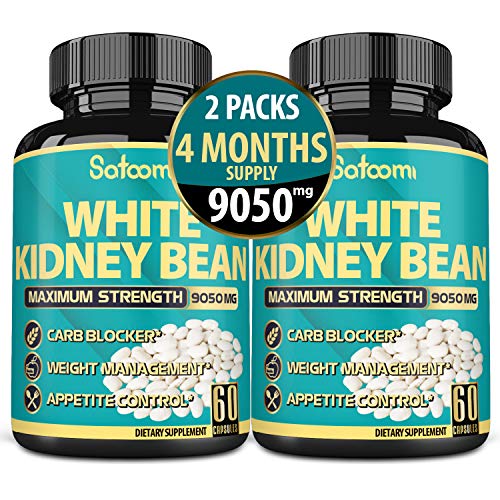 Pure White Kidney Bean Extract Capsules 9050mg* (60 Capsules)*2 Packs – 4 Months Supply – Vegan Carb Blocker, Fat…