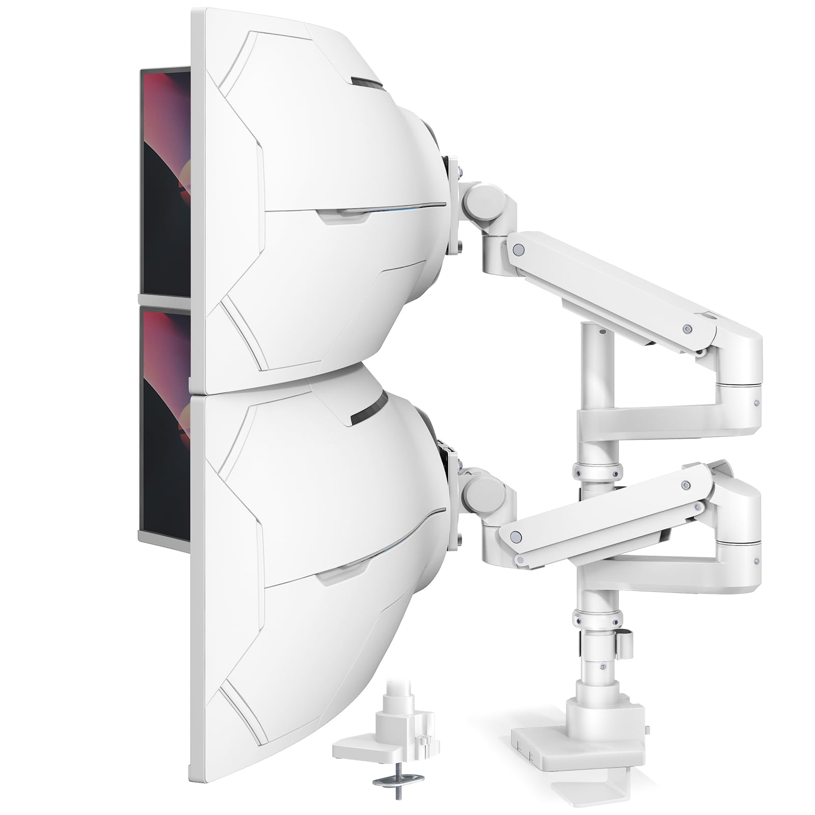 Dual Monitor-Arm Heavy-Duty for 17-57-Inch Screens - Ultrawide Vertical Dual Monitor Mount, Fully Adjustable Stacked Double Monitor Desk Mount Stand,