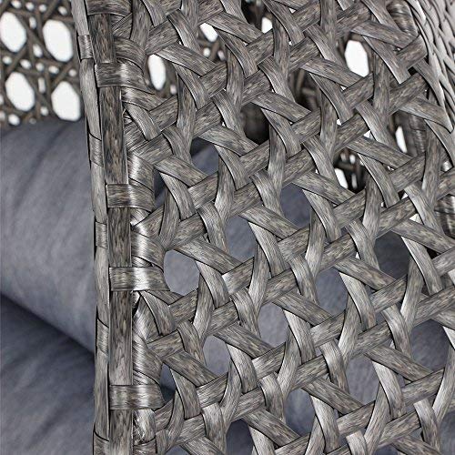 Island Gale Luxury Comfort 2 Person Outdoor, Patio, Hanging Wicker Swing Chair (X Large-Plus, Charcoal Wicker With Charcoal Cushion-Bk) #TOP3