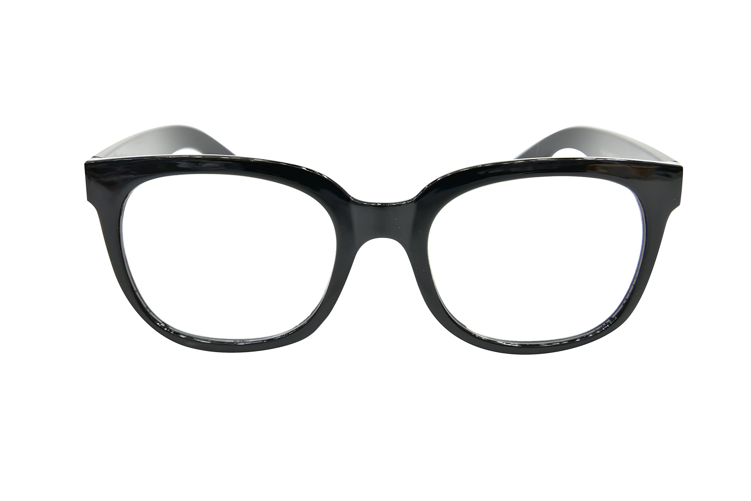 Fads & Fashions Unisex Shiny Black Stylish Retro Geek/Nerd Oversized Reading Glasses With Metal Hinges - Model Tn14 (, 1.0)