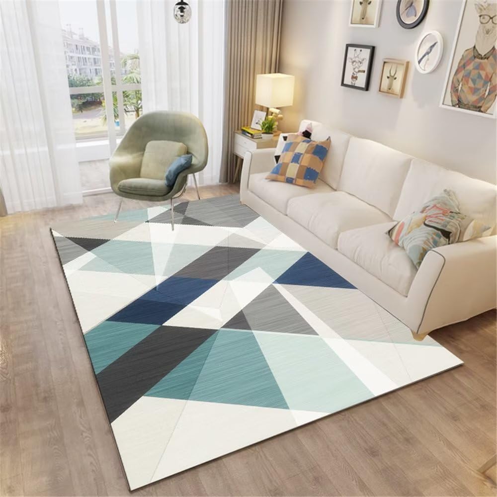 Tapis de sol géométrique vert texturé haute densité 60x90cm