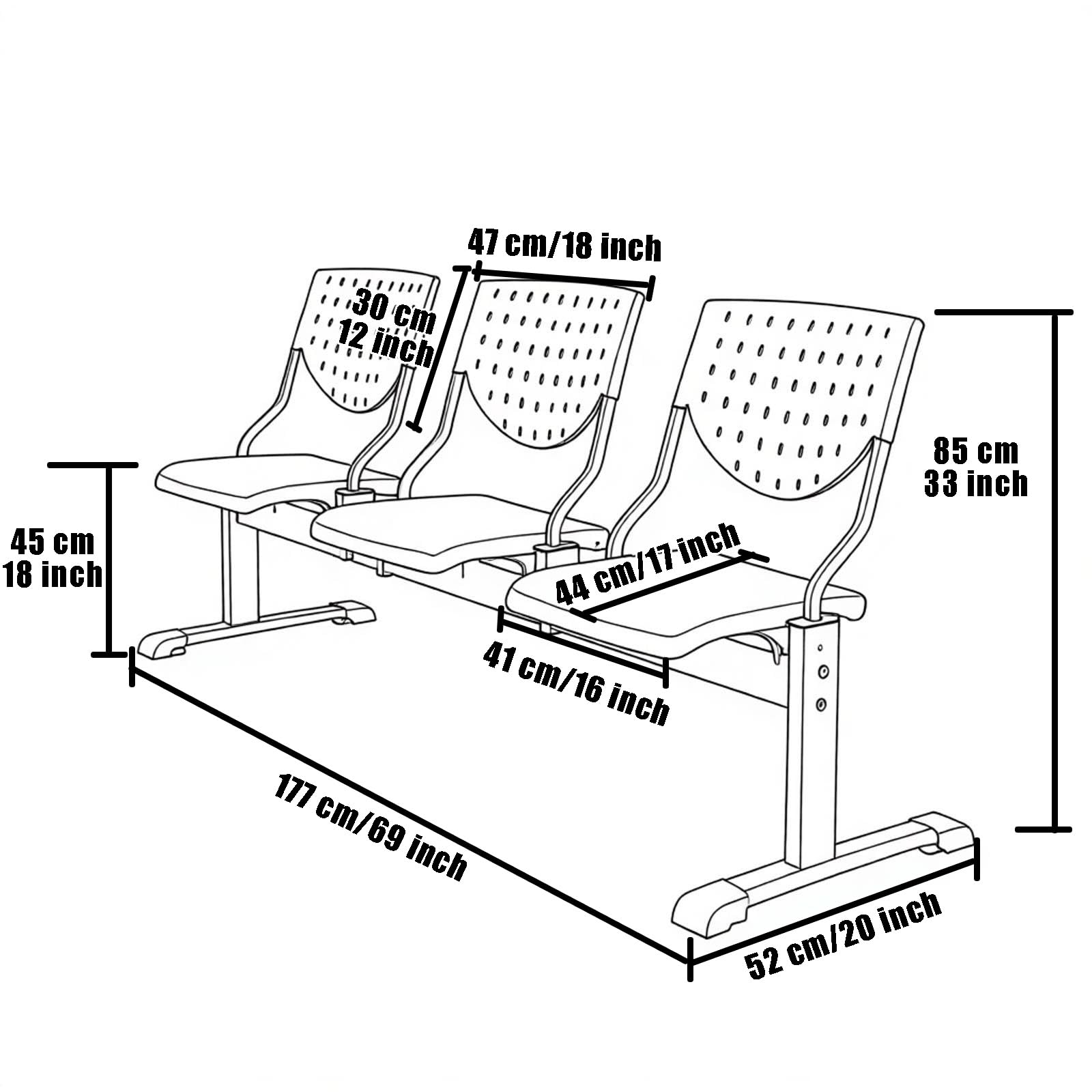 Banco de recepción con respaldo, asiento portátil plegable para estadio, silla de sala de espera de plástico para vestíbulo, patio y conciertos