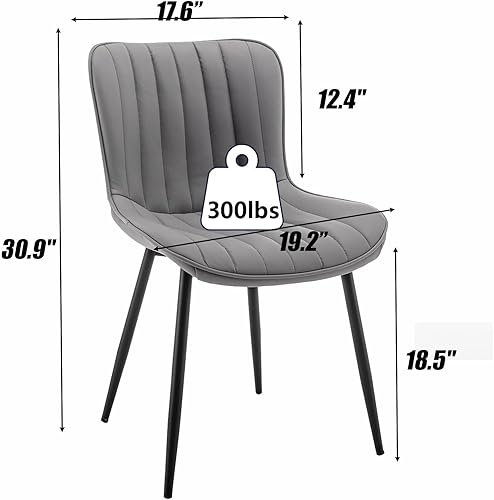 Miniatura 2 de Juego de 4 sillas de comedor de cuero, sillas de comedor tapizadas con patas de metal, silla de comedor moderna para comedor, cocina (gris)