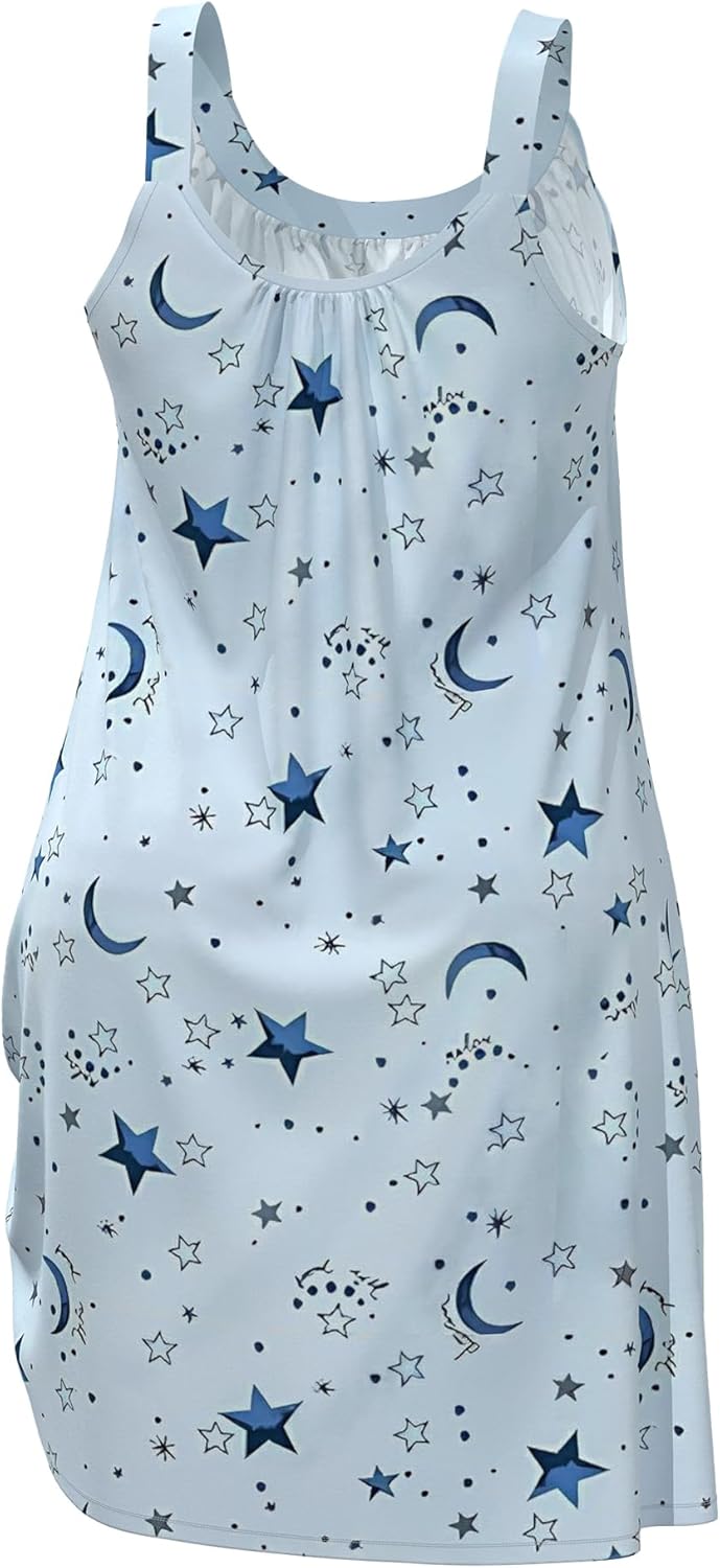 FLYCURVY Nightgowns for Women Plus Size Sleeveless Gown Sleepwear Soft Tank Sleepshirts Scoopneck Wide Strap Sleep Dress - Image 7