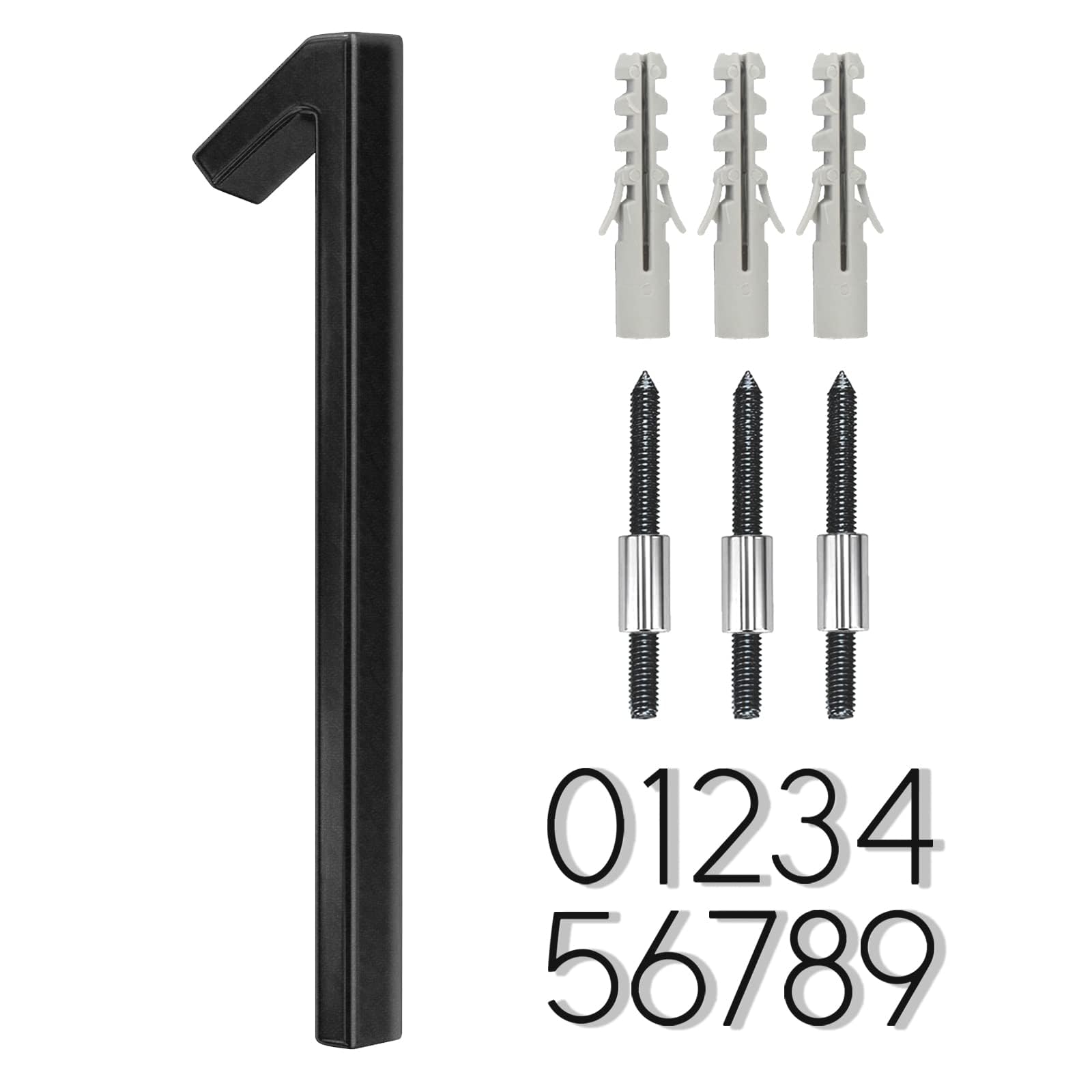 5 inch House Number, Floating Metal Modern Address Numbers, for Outdoor Mailbox Yard Home Wall DoorGarage Gate with Nail Kit, Coated Black