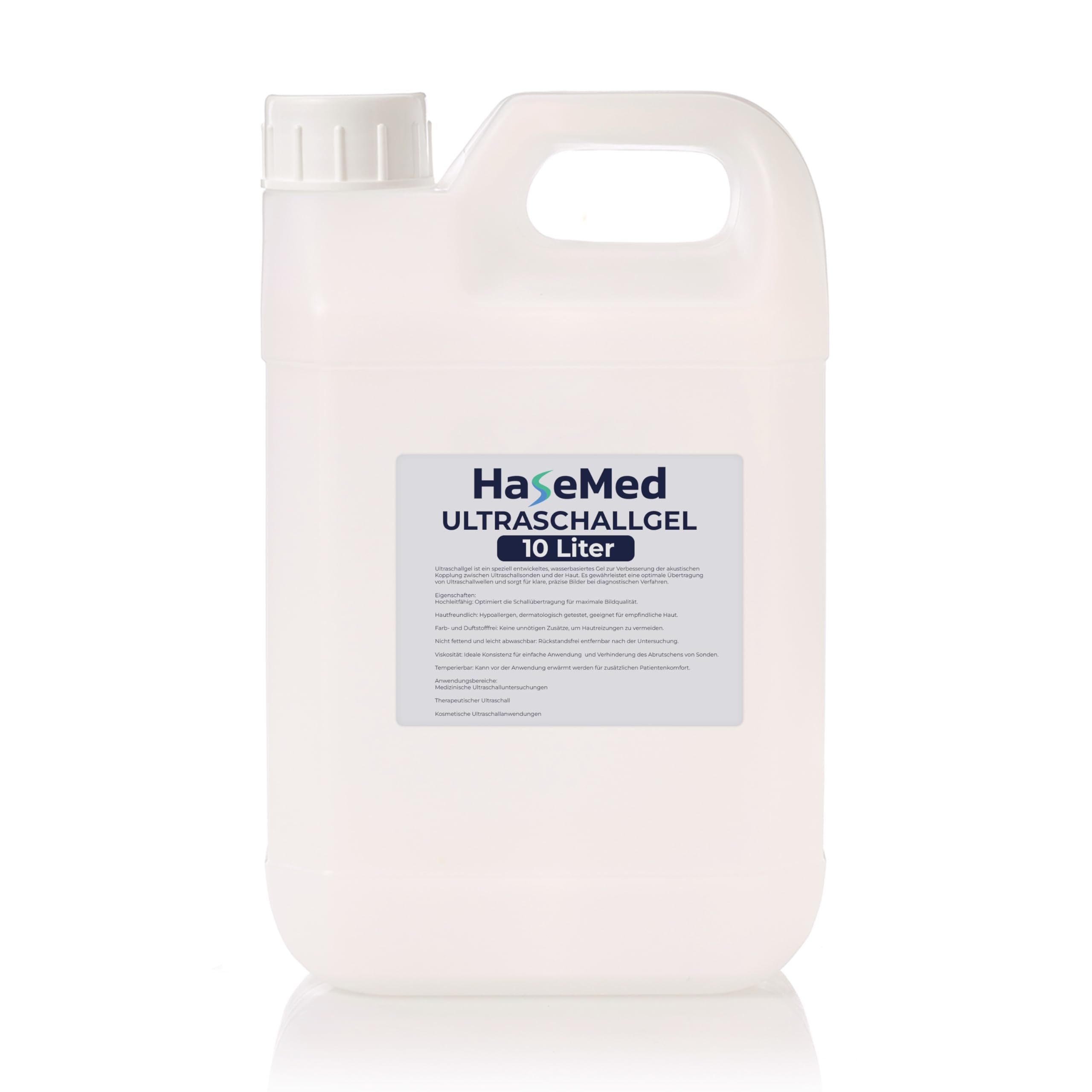 HaseMed - Gel ultrasónico de 10 l (2 unidades) – pH neutro, respetuoso con la piel y biocompatible para una óptima transmisión ultrasónica, ideal para exámenes de ultrasonidos en la práctica y la vida