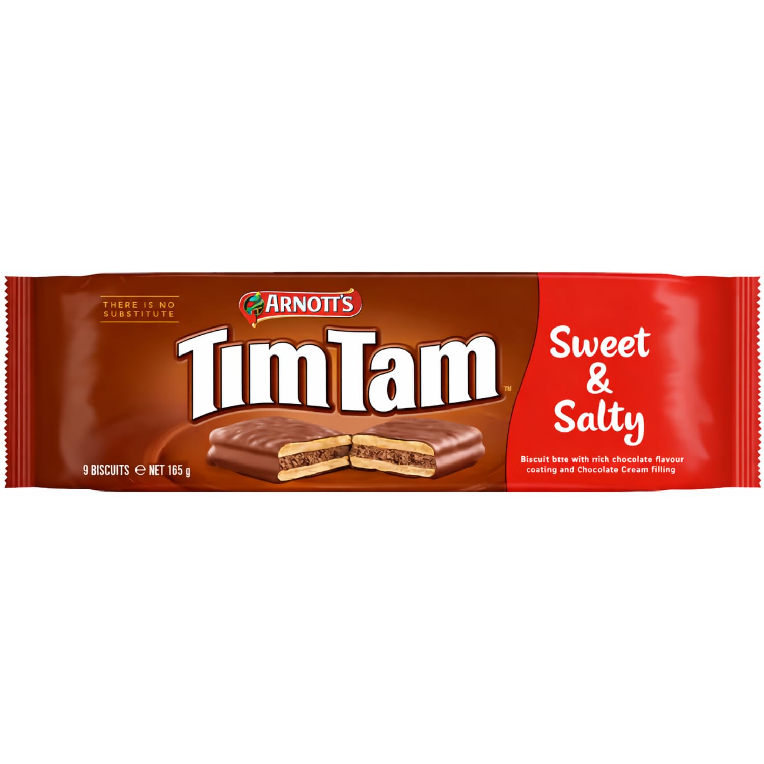 Arnott’s Tim Tam Sweet & Salty Chocolate Flavour Biscuits 165g – 9 Pack Chocolate Coated Sandwich Cookies - Single Pack