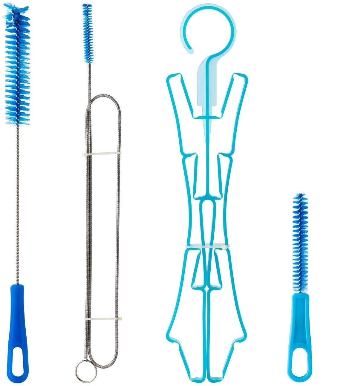 Hydration Bladder Cleaning Kit 4 in 1 Cleaner Brush Pack Flexible Brush Big Brush Small Brush Drying Rack for Hydration Reservoir Water Bladder, Hydration Pack Bladder or Bottle Cleaner