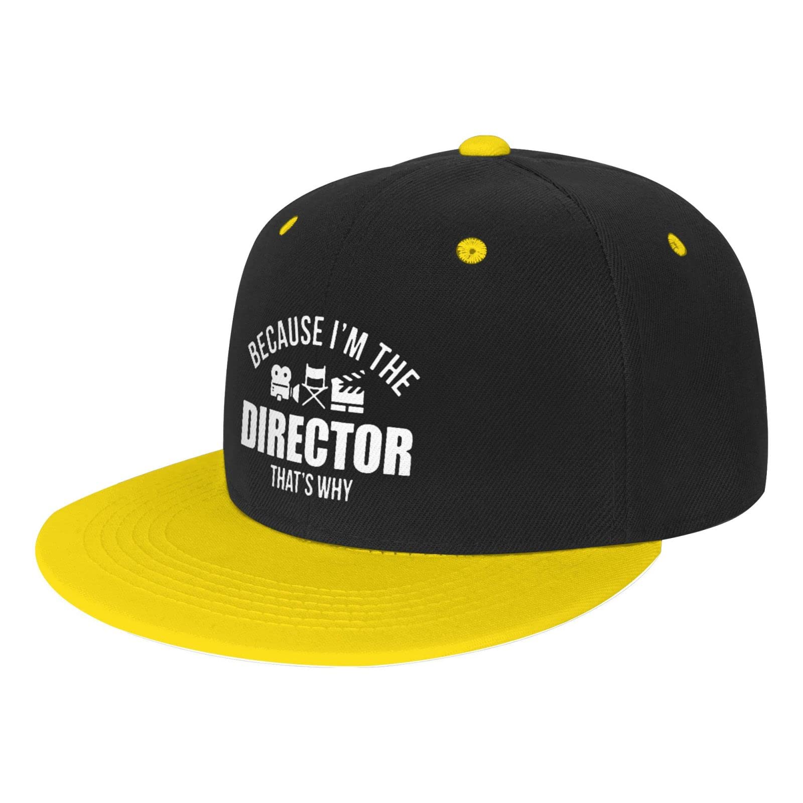Kwqdozf Unisex Yellow Because I'm The Director Baseball Cap Adjustable Children Flat Brimcap Red