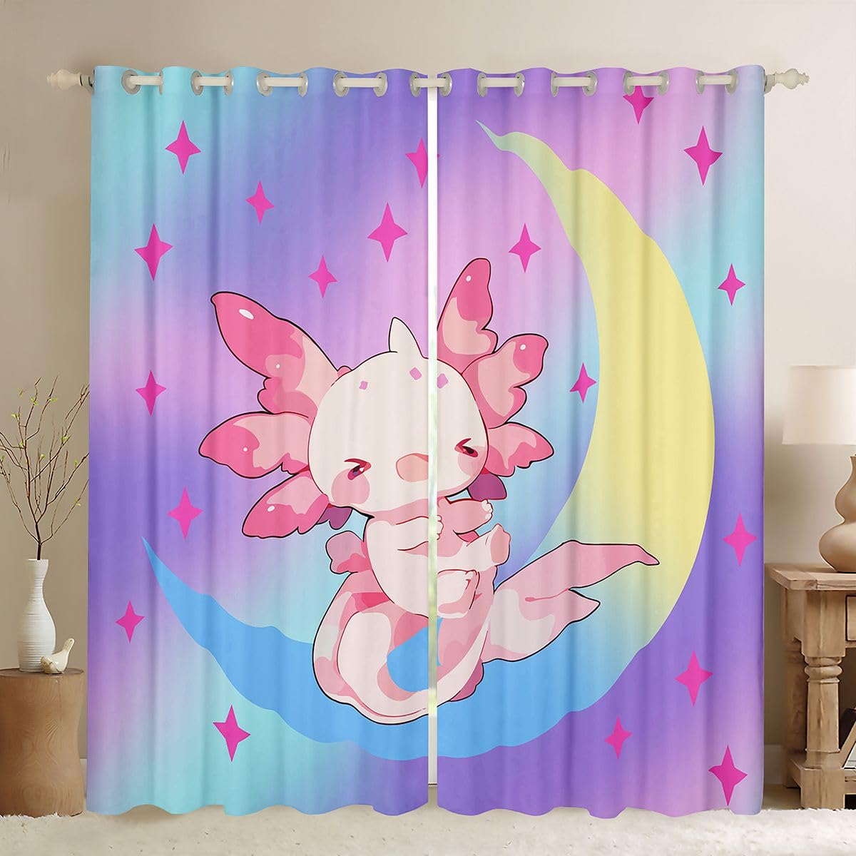 Rideau occultant axolotl 117x183 rideau animal dessin animé voilage fenêtre chambre