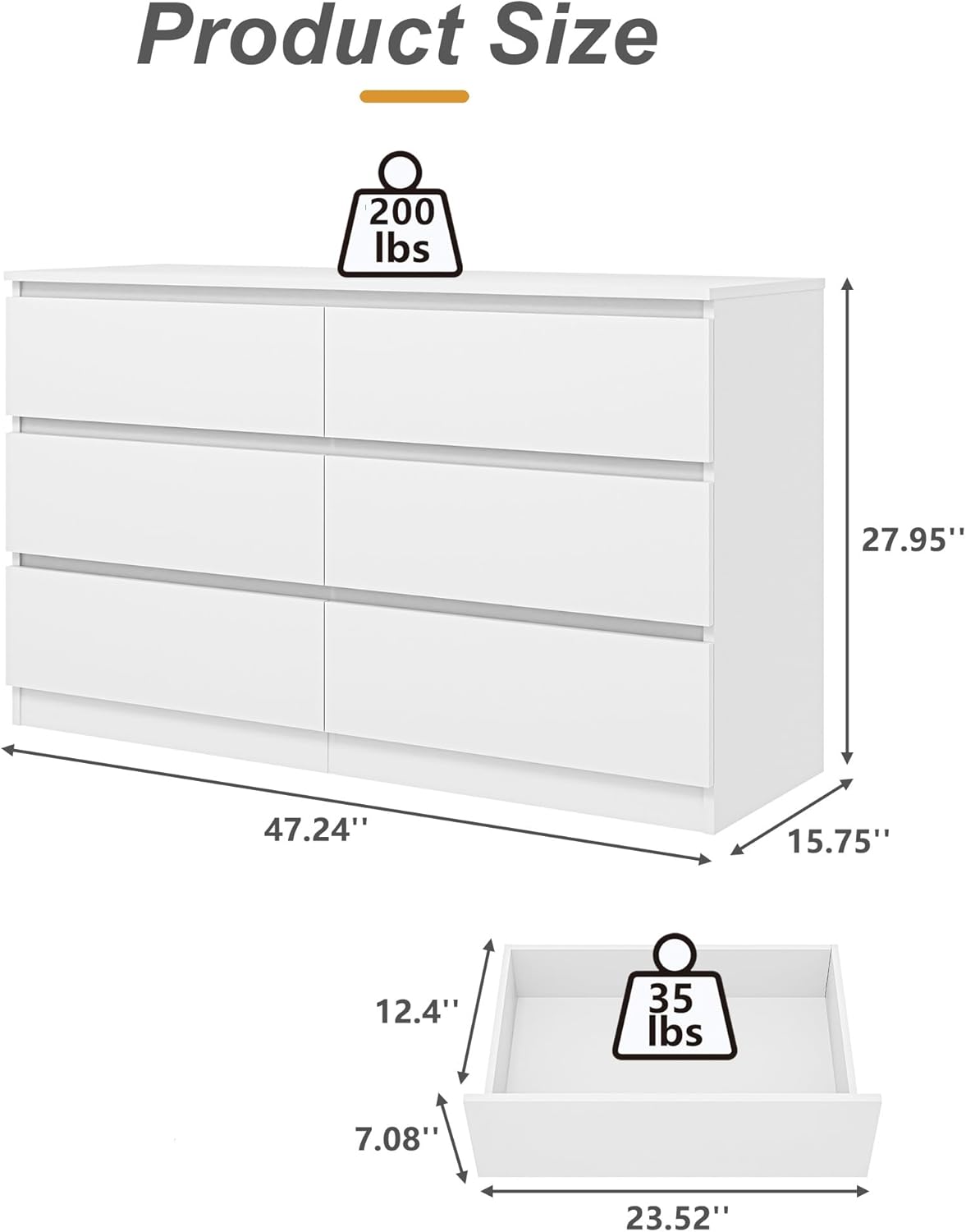 White Nursery Dresser with Soft Close Drawers