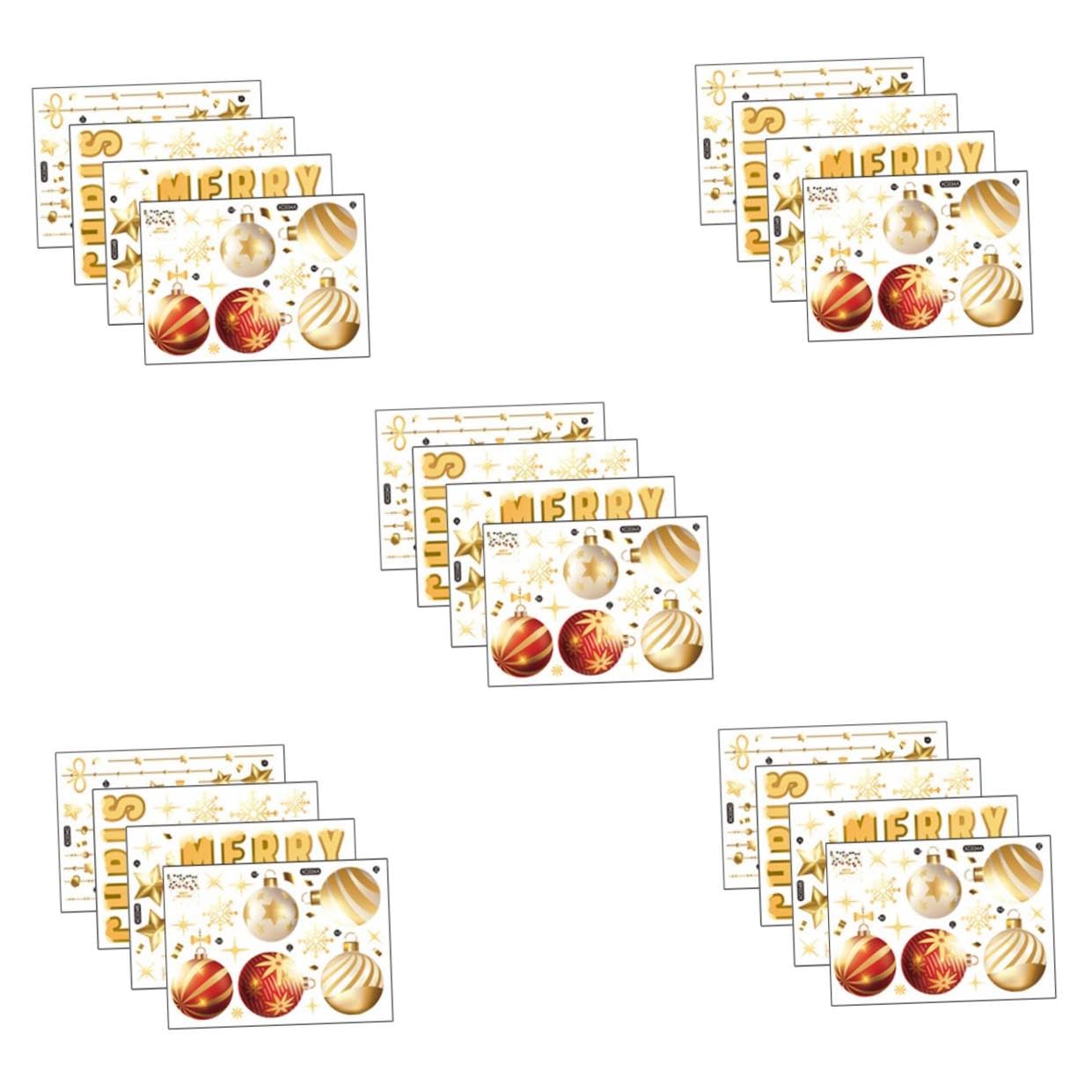 20 Feuilles Autocollants de Noël autocollants muraux de Autocollant de fenêtre de sticker sapin de noel stickers noel vitre décoration d'intérieur décor d'or PVC
