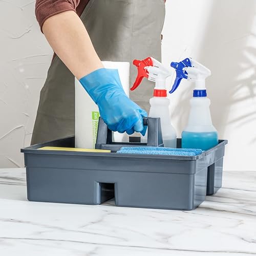 Miniatura 4 de Restaurantware RW Clean - Carrito de limpieza de 15.2 x 13.2 x 6.7 pulgadas, 1 compartimento triple, cesta de limpieza de plástico negro resistente