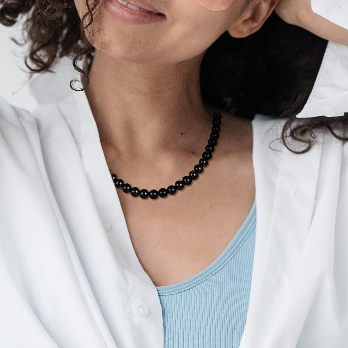 Navajo Black Pearl Layered Necklace Long Western Cowgirl Beaded Pearl Necklaces for Women Girls Party Wedding Jewelry - Image 2