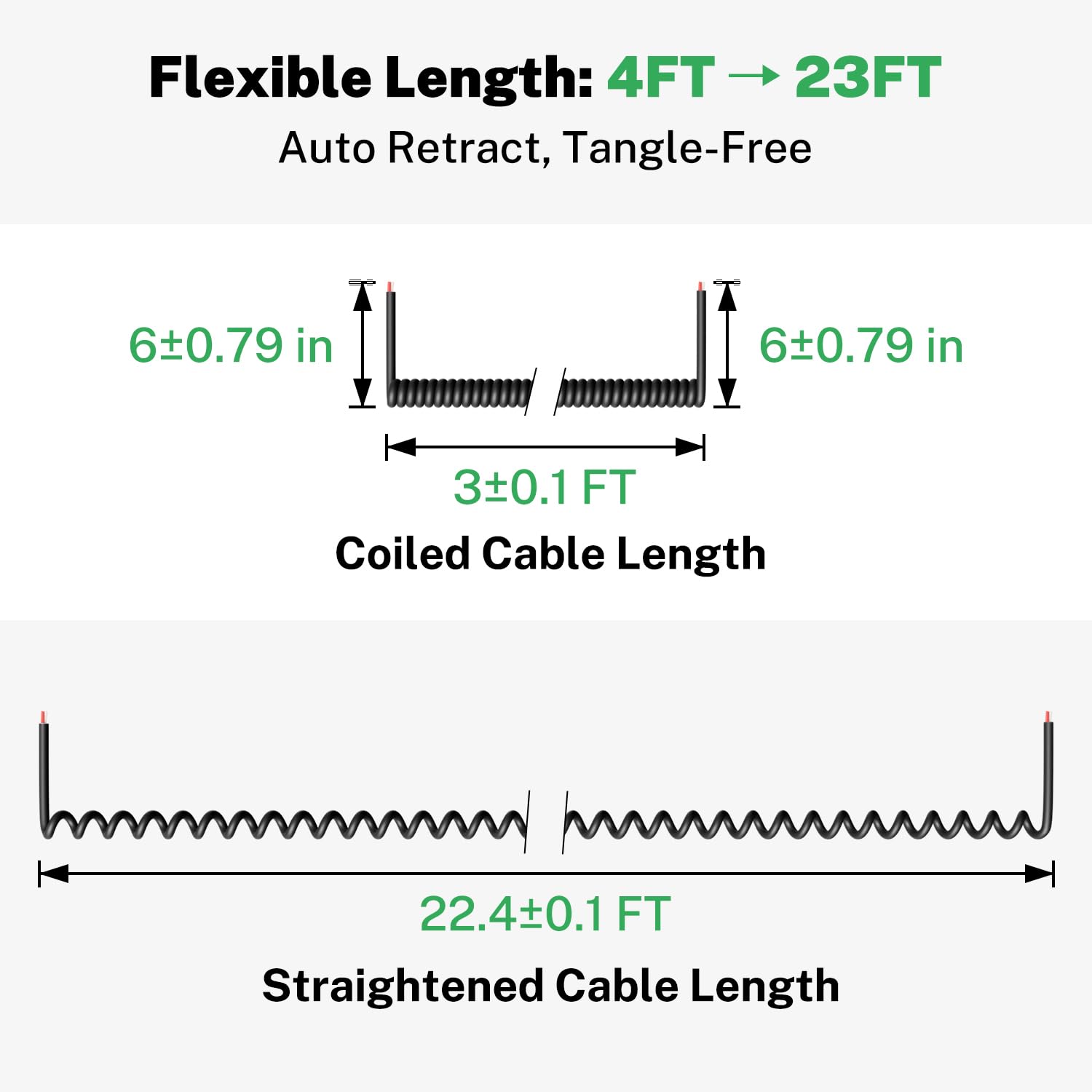 FIRMERST 18/2 SJEOW Extension Coil Cord, 4 to 23 FT Retractable Spring Coiled Extension Cord, Heavy Duty Industrial Grade for Workshop, Equipment, Factory Use