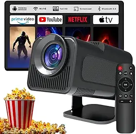 HY320 Projetor Full HD 1080p, Android Integrado, Wi-Fi 6, Bluetooth 5.0, Smart TV, Cinema em Casa Portátil, Compatível com Alexa