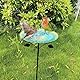 2-in-1 Vogeltränke & Futterstation – wassertränke für vögel, vogeltränke stehend mit 5 Zinken Basis Pfahl, Vogelfutterspender Für Draußen, 83cm Außenständer, robust für Garten(Malachitgrün)