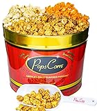 Gourmet Popcorn Gift Tin-Large 2 Gallon. Caramel, Cheese & Kettle Corn. Christmas Unique Gourmet Popcorn Thank you Gift for Women or Man Gift Basket for Coworkers, Secretary, Nurse or Employee Appreciation Gift Box