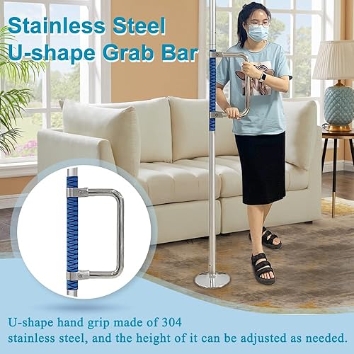 Miniatura 4 de Zelen Barra de agarre para personas mayores, poste de seguridad montado en tensión de piso a techo, barra de seguridad para baño, barra de agarre