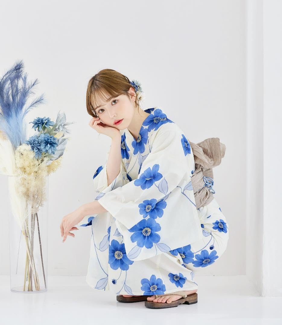 新品 浴衣 セット 浴衣セット ゆかた 大人 レディース 青 Y4-34（新品  