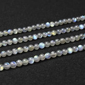 MJDCB 3mm Natural Grey Moonstone Beads Chakra Bead Strand Round Gemstone Loose Beads Energy Healing Beads for Jewelry Making