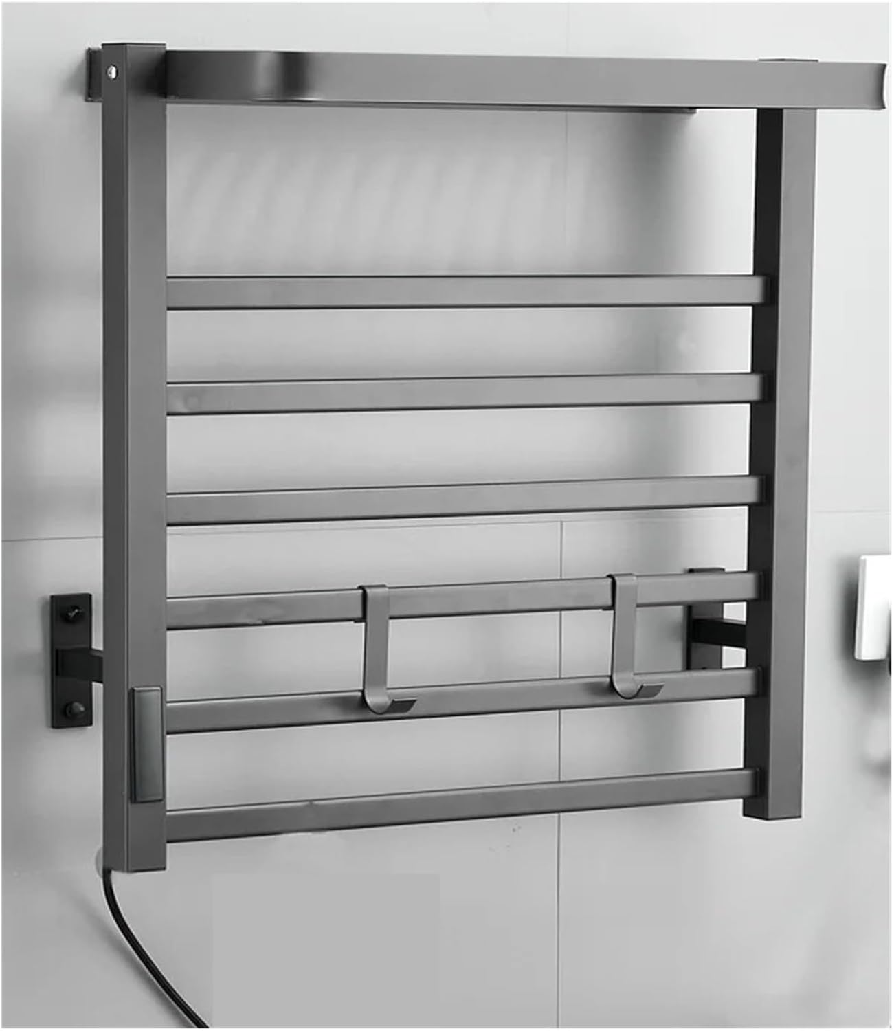 Electric Towel Rack Constant Temperature Digital Display Towel Heated Storage Rack Bathroom Towel Warmer Bathroom Accessories,Grey - Left Line