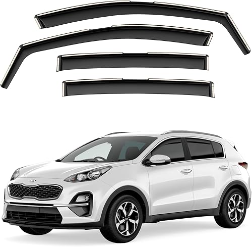 Co Smoke Tinted in Channel Ventana Lateral Deflectores de Visera de Ventilación Protectores de Lluvia Compatible con Kia Sportage 2017-2022 - 4