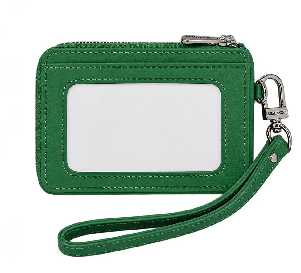Image of Steve Madden BPIPPER Zip Around Card Case Wallet (Retro Green)