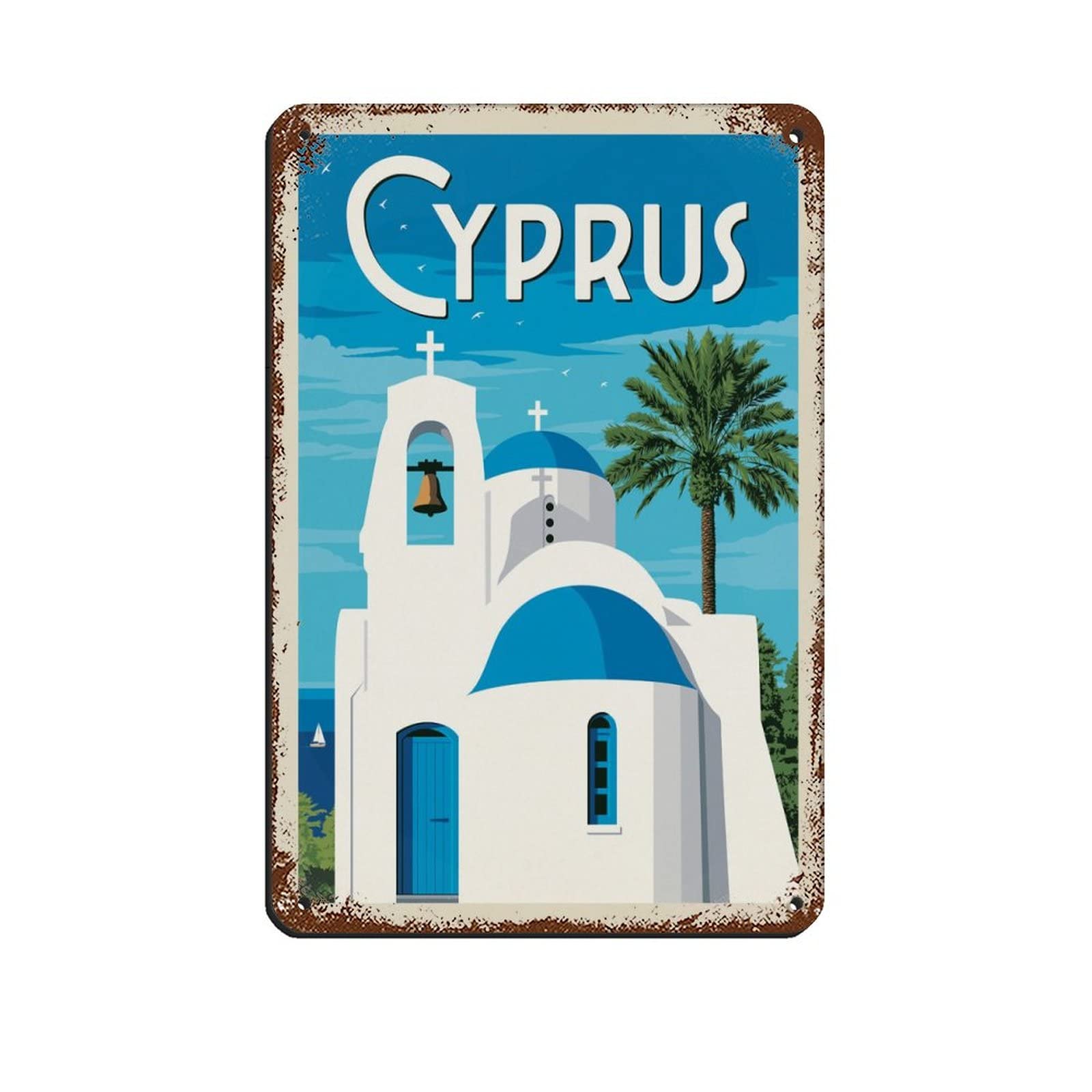 Ekmcl T076 Tin Signs Retro Cyprus Travel Tin Signs Vintage Funny Home Kitchen Bar Club Cave Wall Art Decor 30 * 30Cm
