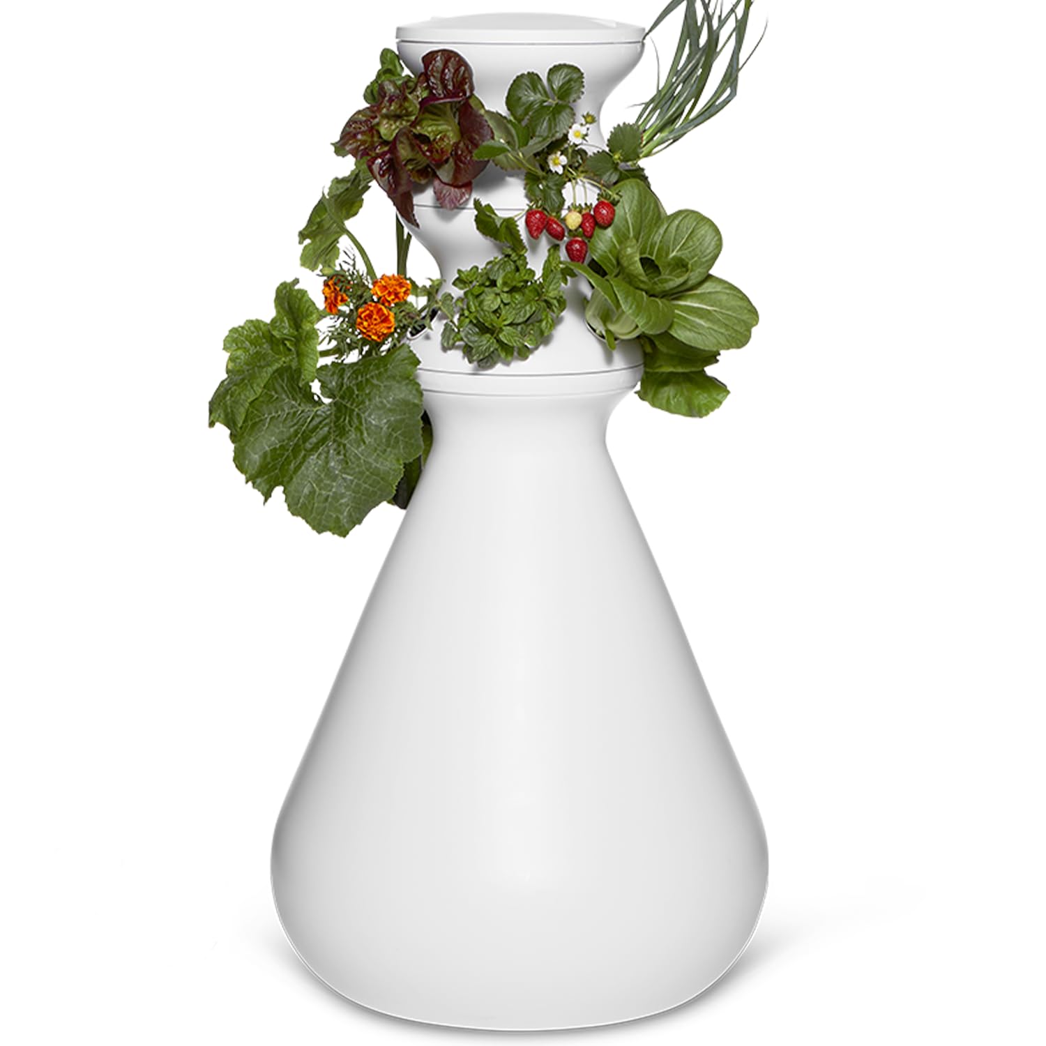 Farmstand Starter Kit + 12 Seedling Credits | Tiny Hydroponic Growing System Kit | Self-Watering Outdoor Vertical Garden Planter Tower | 3ft 8in | Made in USA