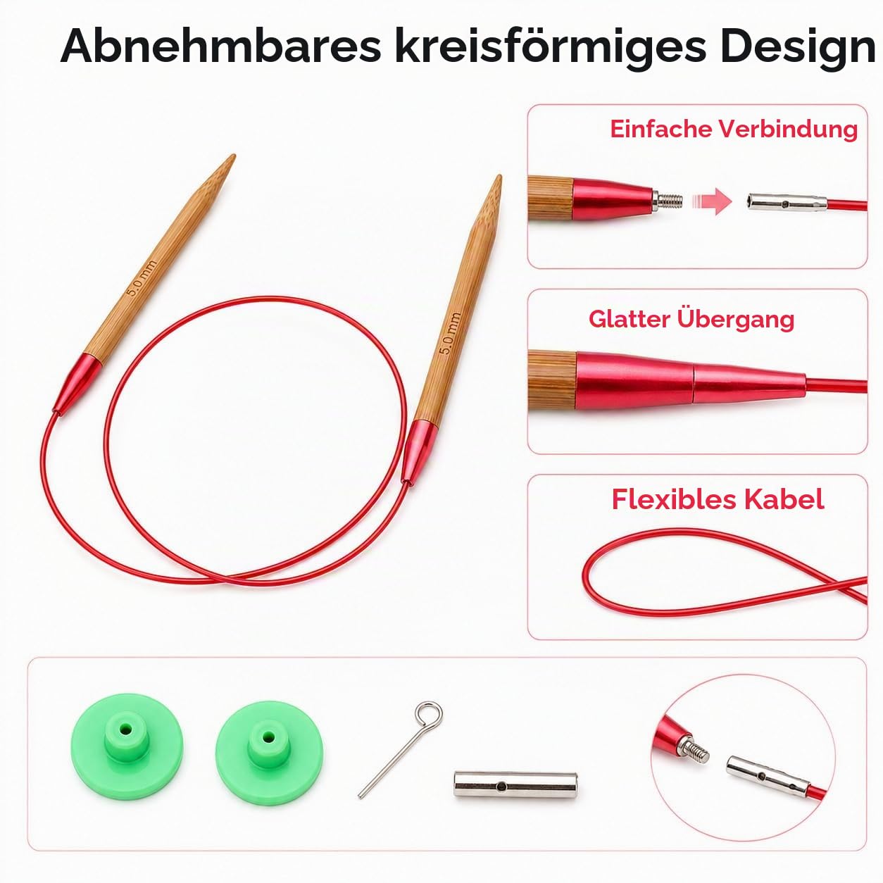 LetCart Stricknadeln Set, 13 Paar Rundstricknadeln mit Tasche und Zubehör, 13 Nadeldurchmesser 2.75mm-10mm, 4 Längen Verstellbar, Stricknadeln Bambus Set mit Aufbewahrungstasche für Handarbeit