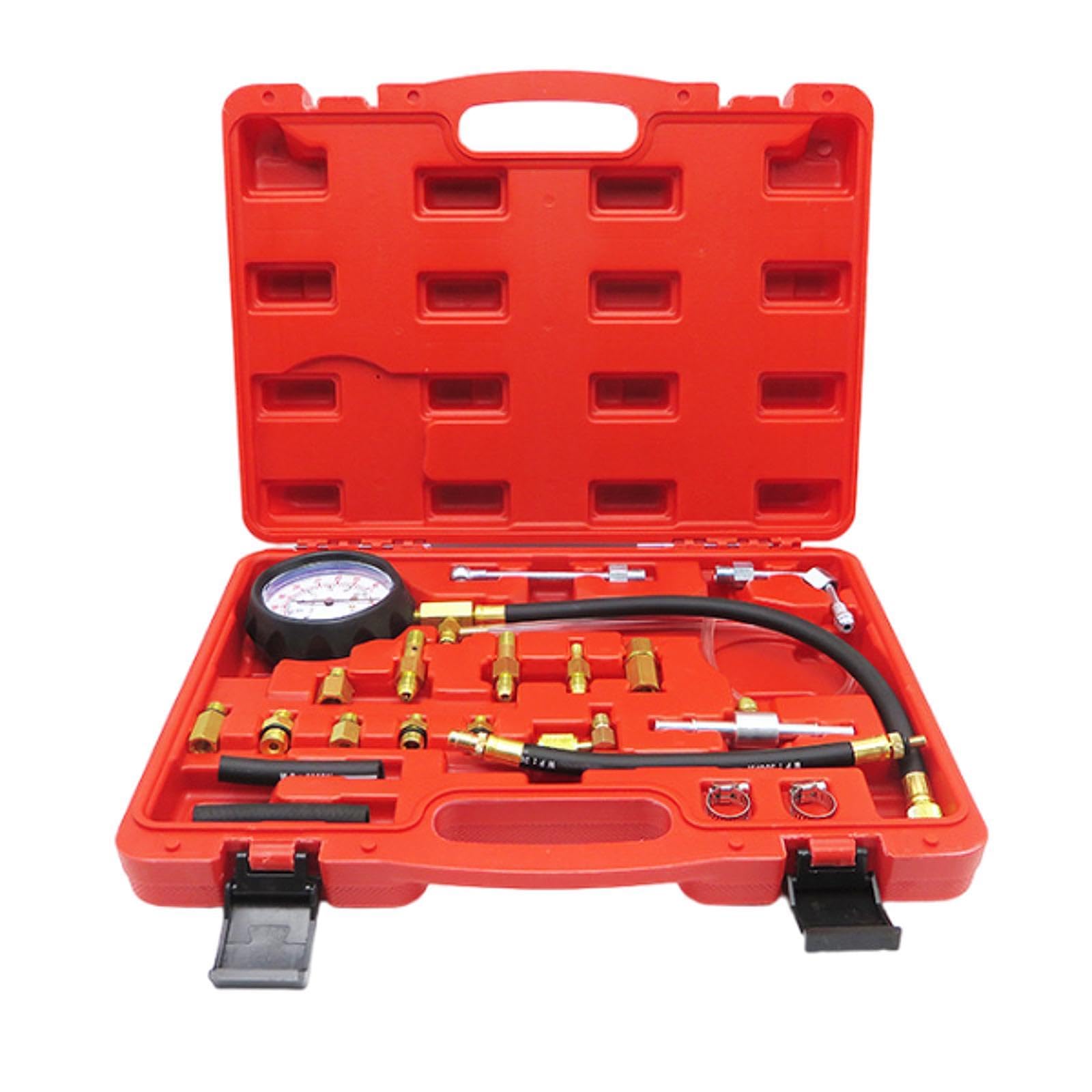 MagiDeal 22 Pieces Fuel Injection Pressure Tester Kit 0-140 PSI Engine Repair Tool with Case Cars Tool Automotives ATV UTV Cars Marines