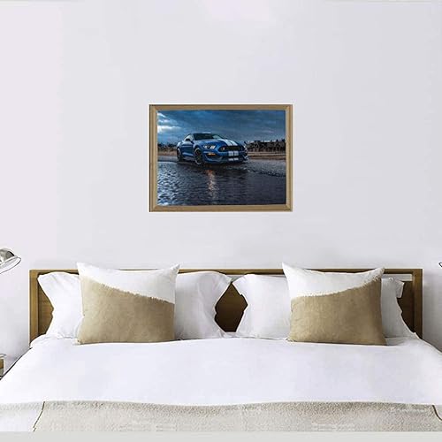 Miniatura 4 de Rompecabezas de 500 piezas para adultos, Mustang Shelby Gt500, Shelby, vehículos musculares, autos azules, 20.5 x 15.1 pulgadas