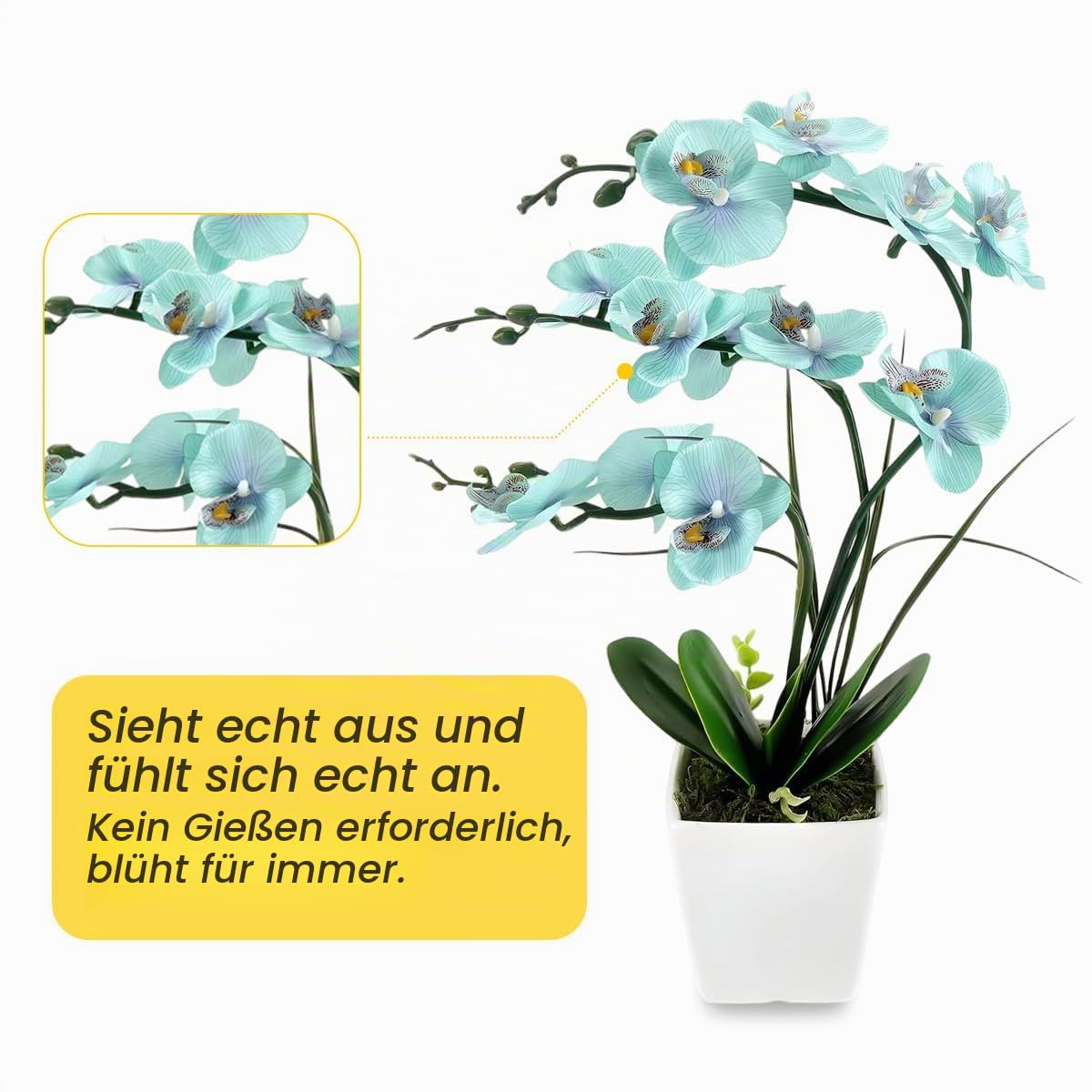 Künstliche Orchideen Kunstblumen Künstliche Phalaenopsis Orchidee Bonsai künstliche Blumen mit Imitation Gefälschte Orchideen für Wohnzimmer Badezimmer Tischdekoration (Blue001)